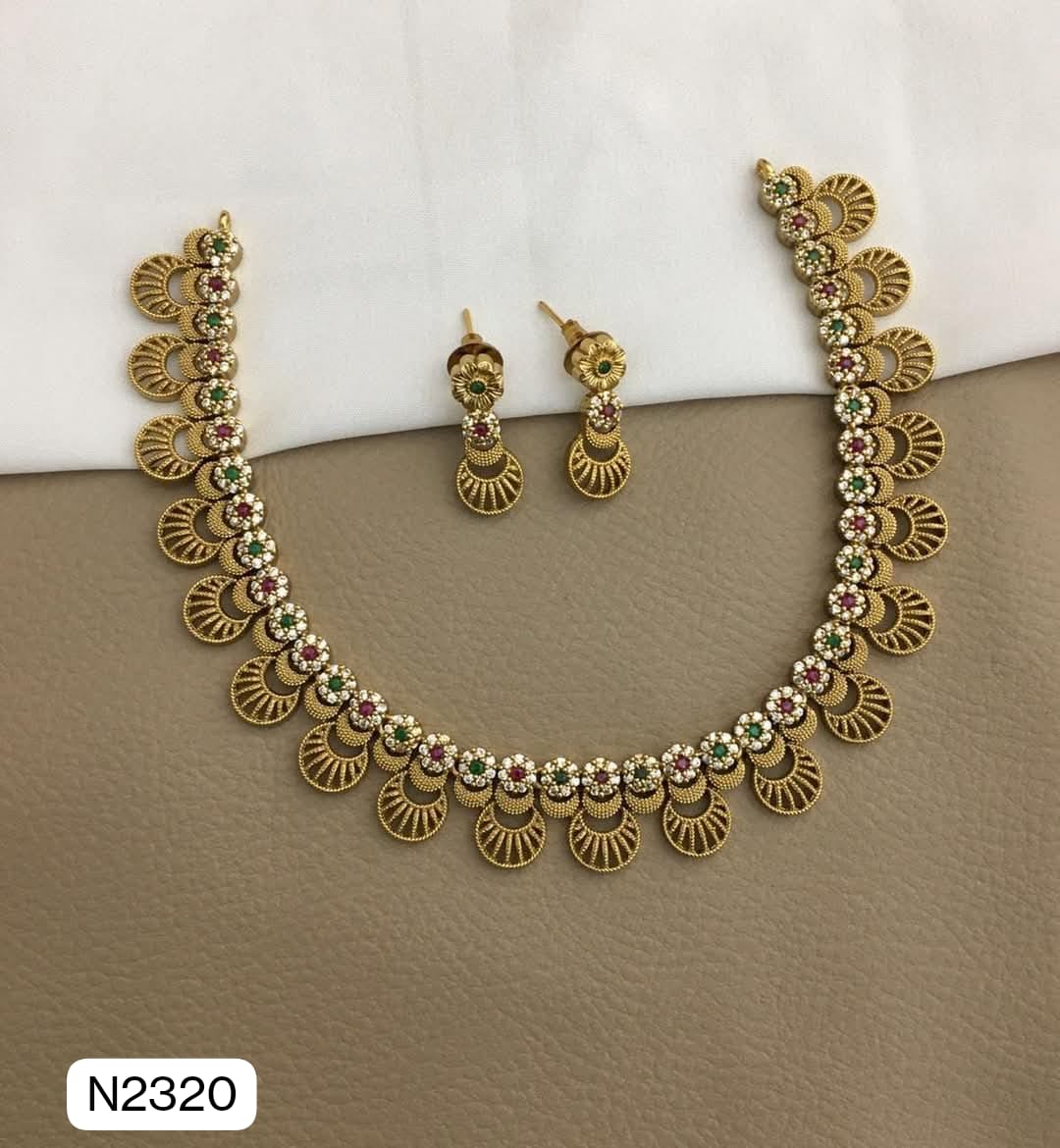 South Indian Matt Gold Necklace