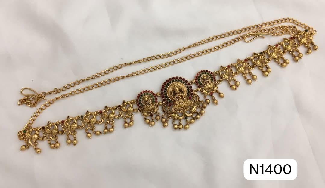 South Indian Temple Matt Gold Peti Belt