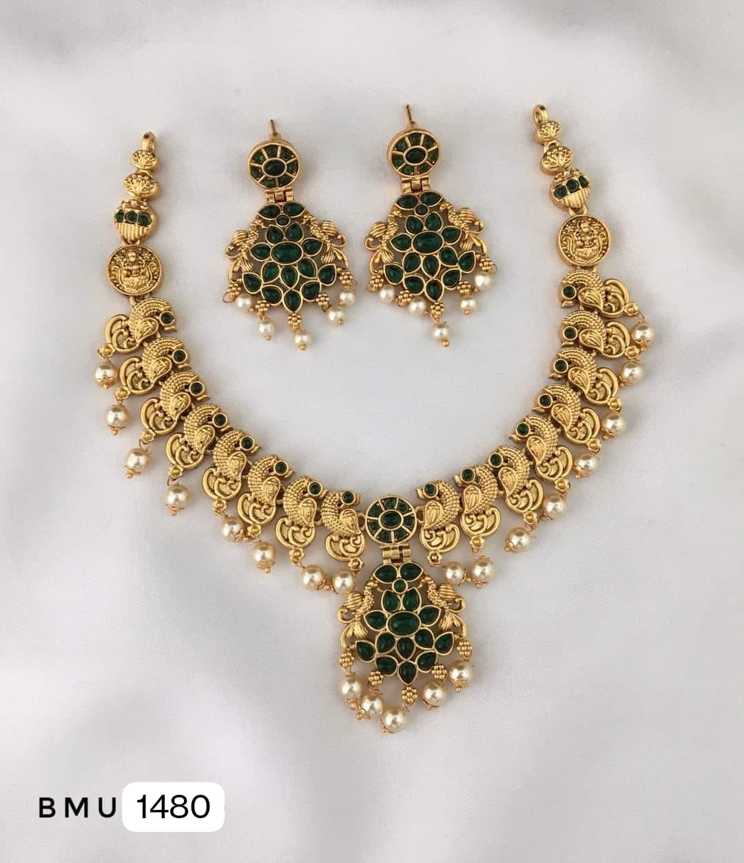 South Indian Matt Gold Multi Necklace