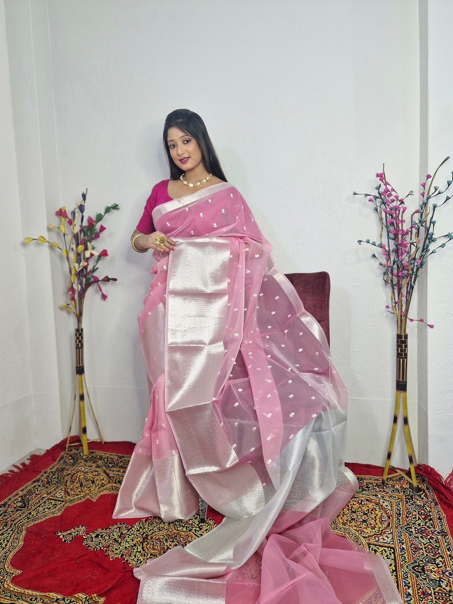 SM23 BANARASI KORA ORGANZA TISSUE SAREE