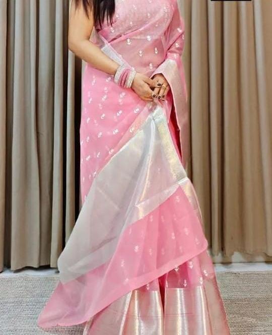 SM23 BANARASI KORA ORGANZA TISSUE SAREE