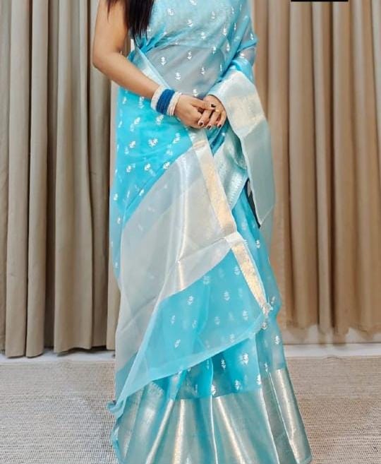 SM23 BANARASI KORA ORGANZA TISSUE SAREE