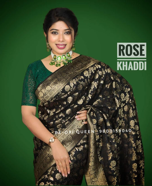 SS53 ROSE KHADDI SILK SAREE WITH BP